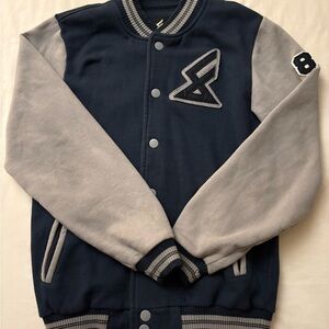 Stylish Navy and Gray Varsity Jacket